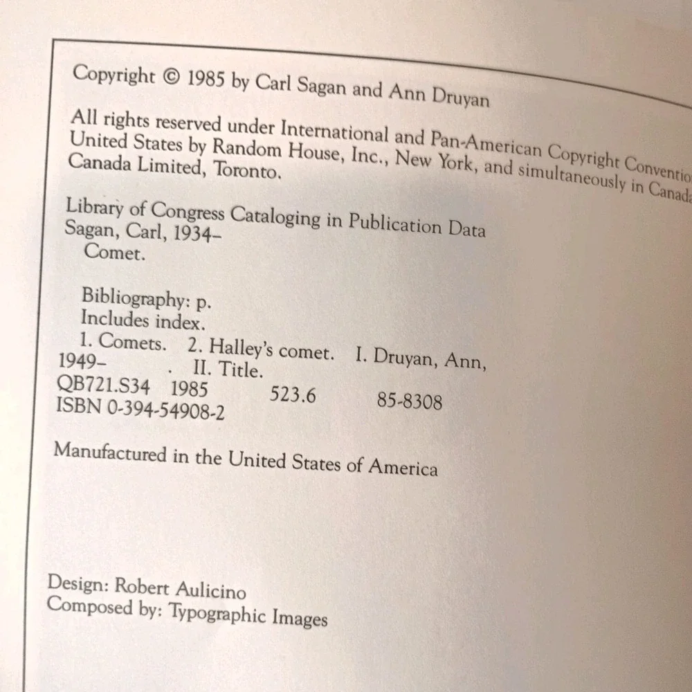 COMET by Carl Sagan & Ann Druyan 1985 Trade Paperback Book